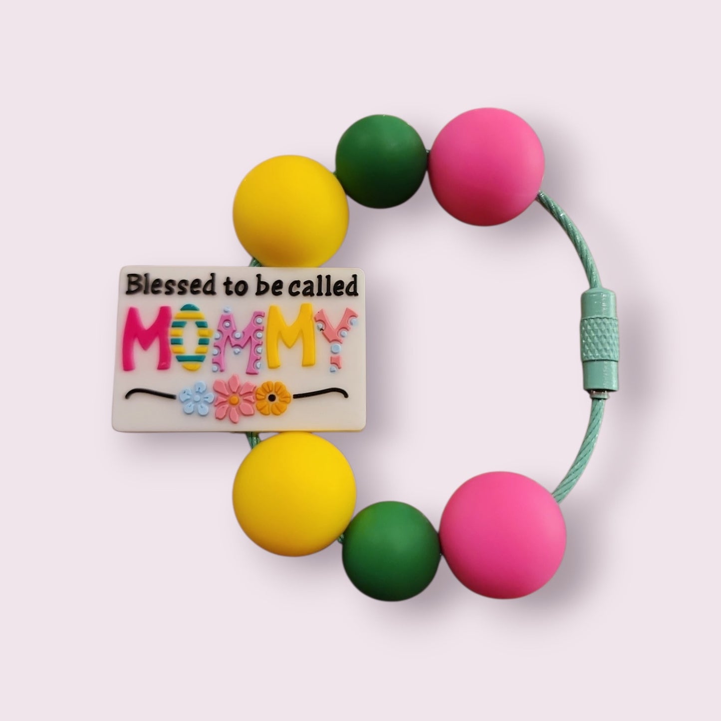 Colorful beaded bracelet with 'Blessed to be called MOMMY' charm, perfect mom gift