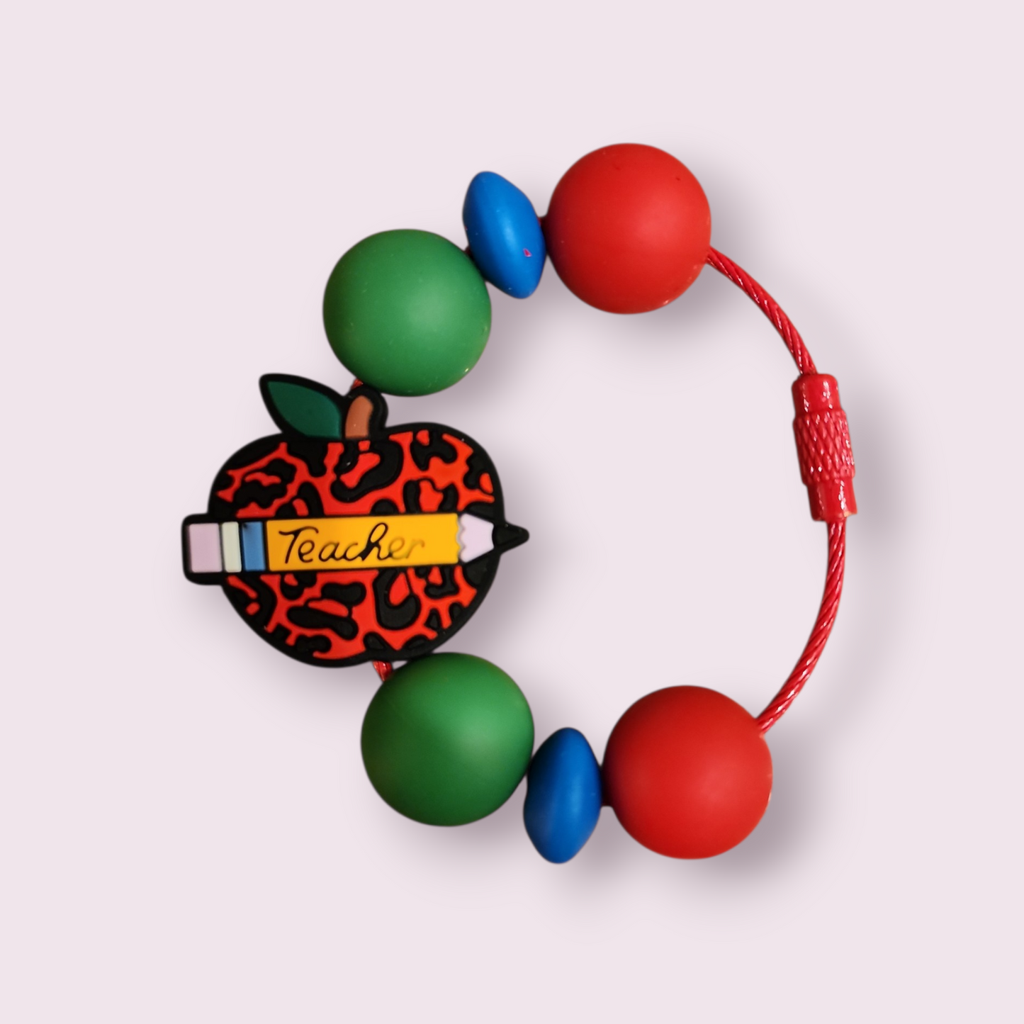 Teacher Pencil with Leopard Apple Tumbler Charm (red,blue,green) image 0