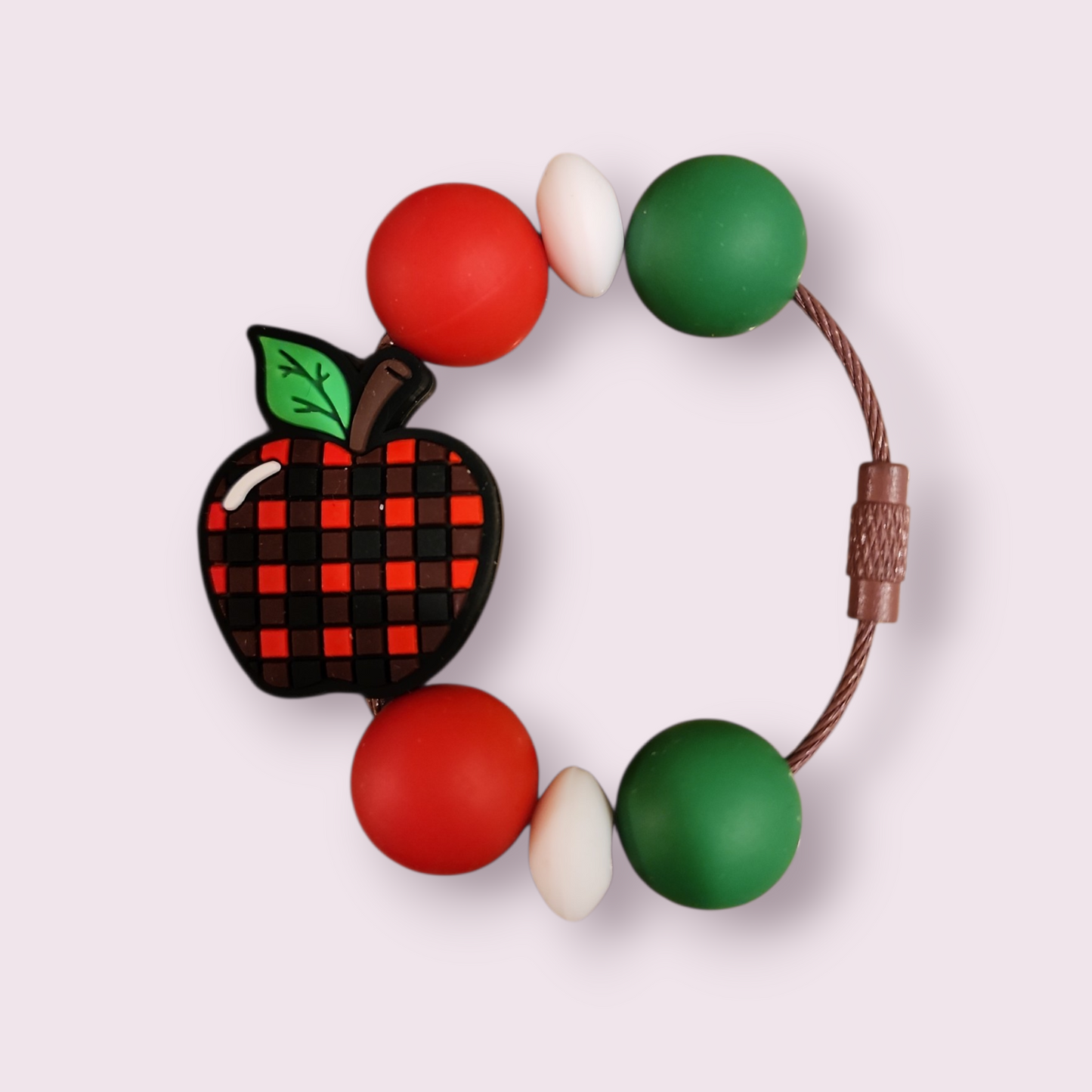 Plaid Apple Tumbler Charm (green,white,red) image 0